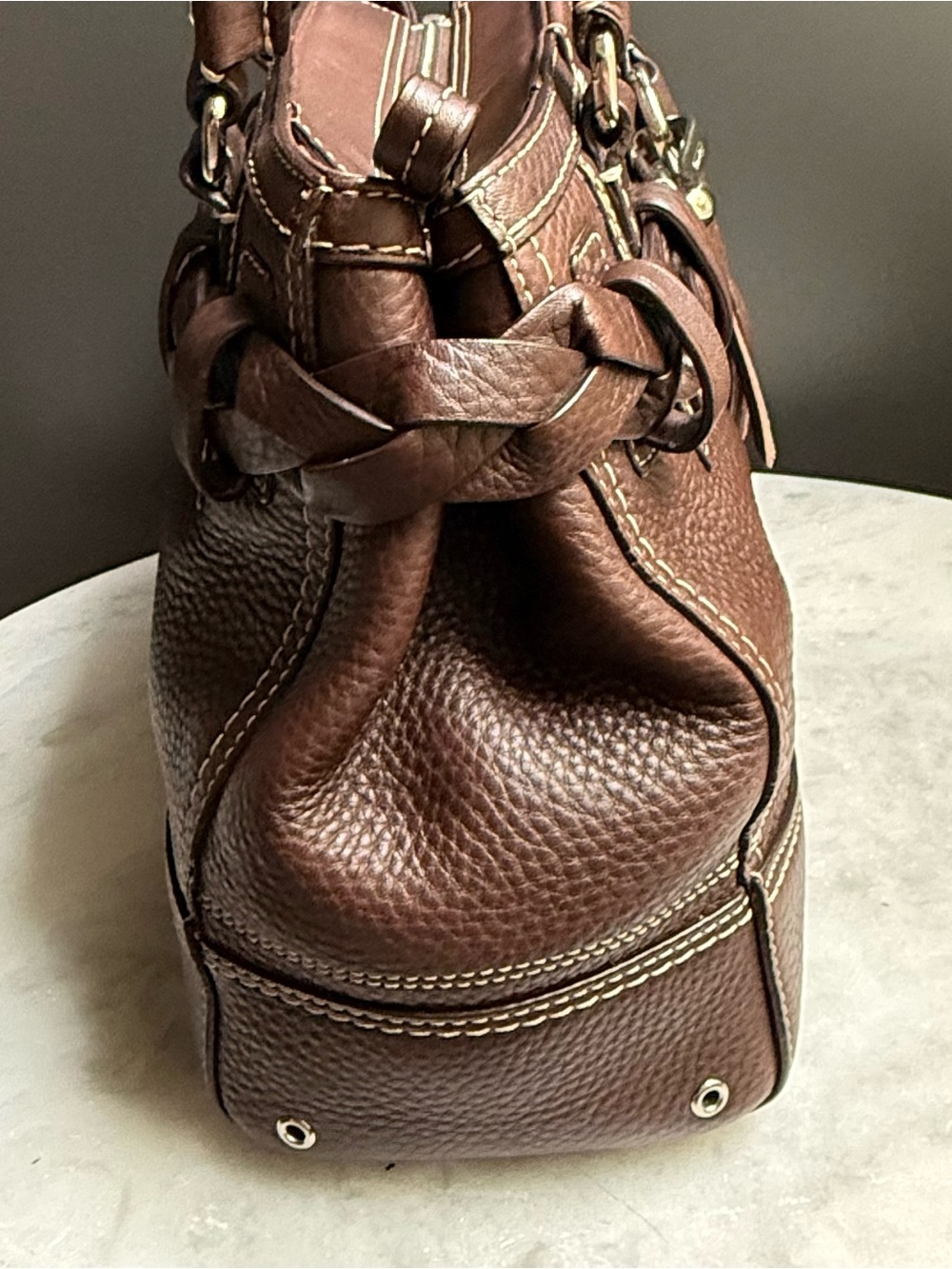 Coach Hamptons Leather Carryall Satchel w/Braided Belt Detail F13084 - Picture 6 of 12